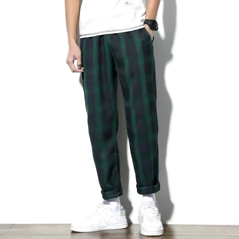 2020 новые осенние мужские клетчатые брюки уличная свободная посадка хип-хоп