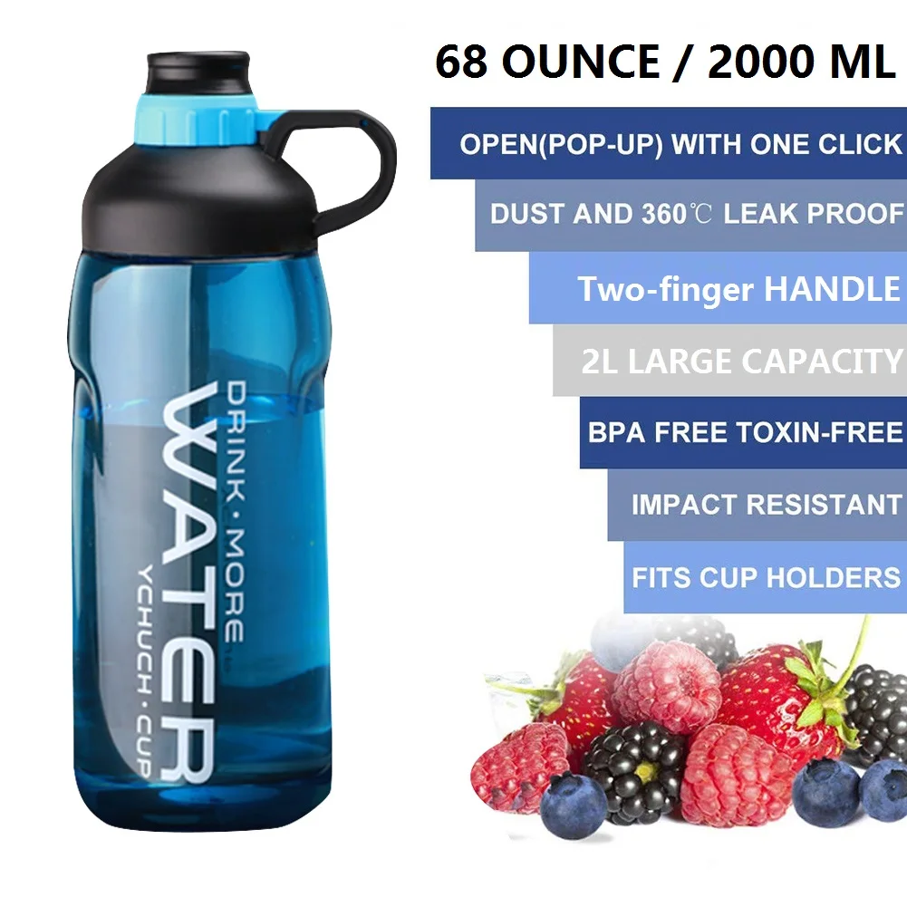 

Leak-proof Sports Water Bottle Portable 2000 ml Large Capacity Food-Grade Water Bottle Outdoor Camping Accessories Sports Bottle
