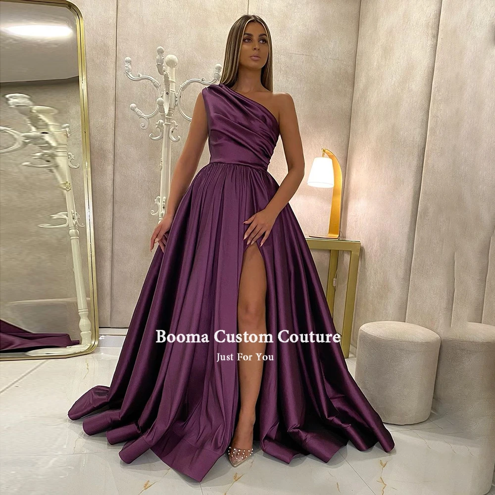 Booma Purple Satin Evening Dresses One 