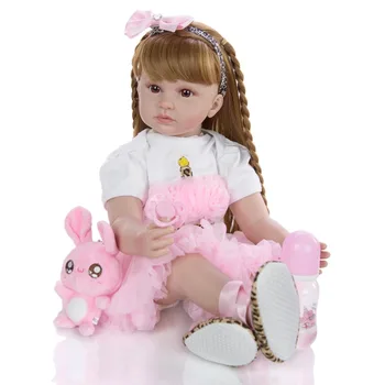 

24" 60cm Handmade Lifelike Baby Silicone Vinyl reborn baby girl Toddler Newborn Dolls toy gift
