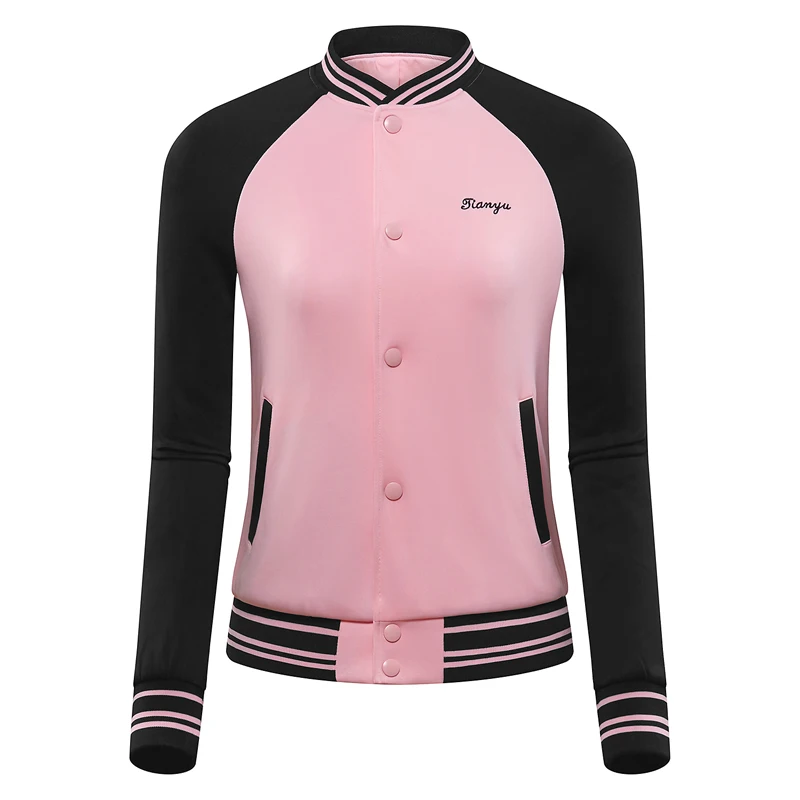 Women Golf Baseball Jacket Coat Patchwork Sports Coat Windbreaker