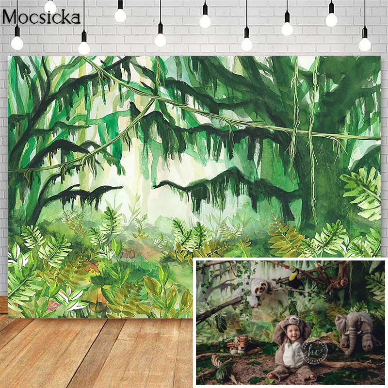Mocsicka Mossy Jungle Safari фон для фотосъемки с изображением дикого человека