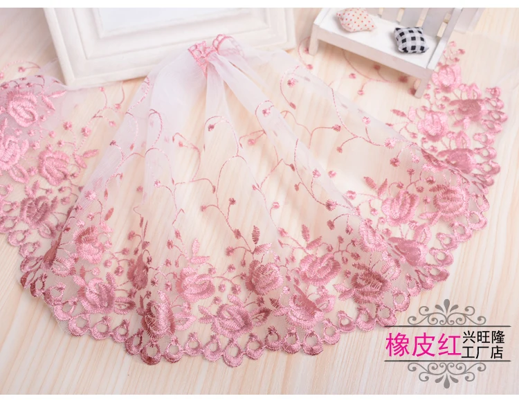 Lace Ribbon 1meter Flower Lace Trim Dress Wedding Lace Fabric Applique Baby DIY Embroidered Sewing Craft 25cm Width