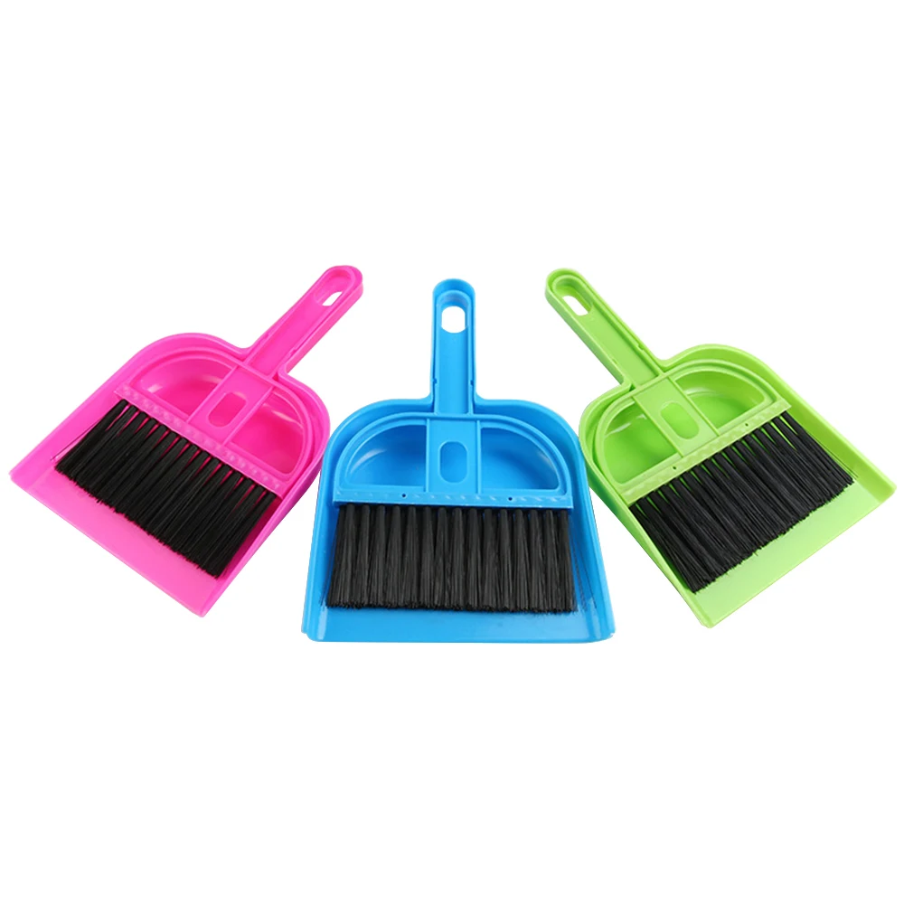 

Kid Broom Dustpan Toy Environmentally Fiendly Plastic Mini Pretend Play Clean Educational Toy Desk Cleaner for Computer Keyboard