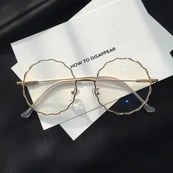 8092 очки украшения личности ретро круглые полые большие прозрачные очки в оправе Корейская версия женских очков