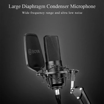 

Large Diaphragm Condenser Microphone Cardioid Omnidirectional Bidirectional XLR Jack for Vocal Instrument Singer Podcast Studio