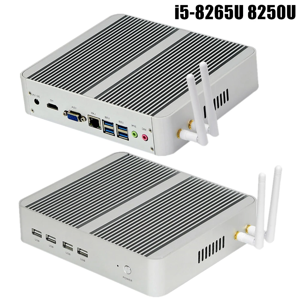 Topton безвентиляторный мини ПК Intel Core i7 10510U 10710U i5 8265U Мини компьютер Nuc 2 * DDR4 M.2 + Msata 5