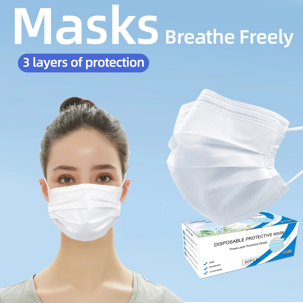 

20 50 100pcs Protective Mask 3 layers PM2.5 Safety Mask Disposable gas formaldehyde face mouth mask for germ protection