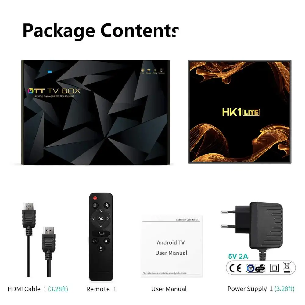 HK1 Lite Android 9.0 Smart TV BOX RK3228A 2G DDR3 16G EMMC ROM Set Top Box 4K 3D H.265 Wifi Media player TV Receiver play store