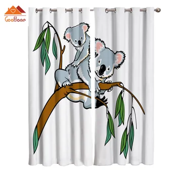 

Cartoon Koala Window Curtains Living Room Outdoor Fabric Drapes Curtain Home Decor