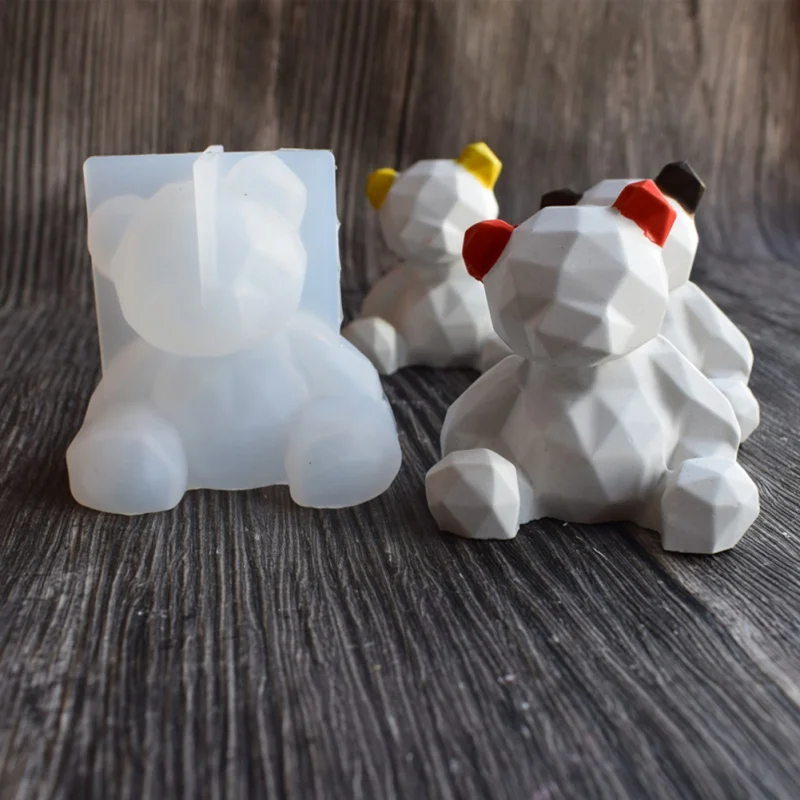 3D DIY силиконовая форма стерео Геометрия Медведь Форма Зеркало украшения медведь
