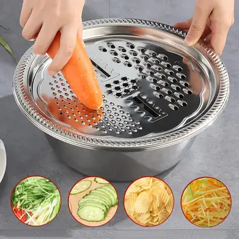 

Multifunctional Stainless Steel Basin Sink Kitchen Colander Fine Mesh Basket Vegetable Washing Bowl 3PCS Set Dropshipping