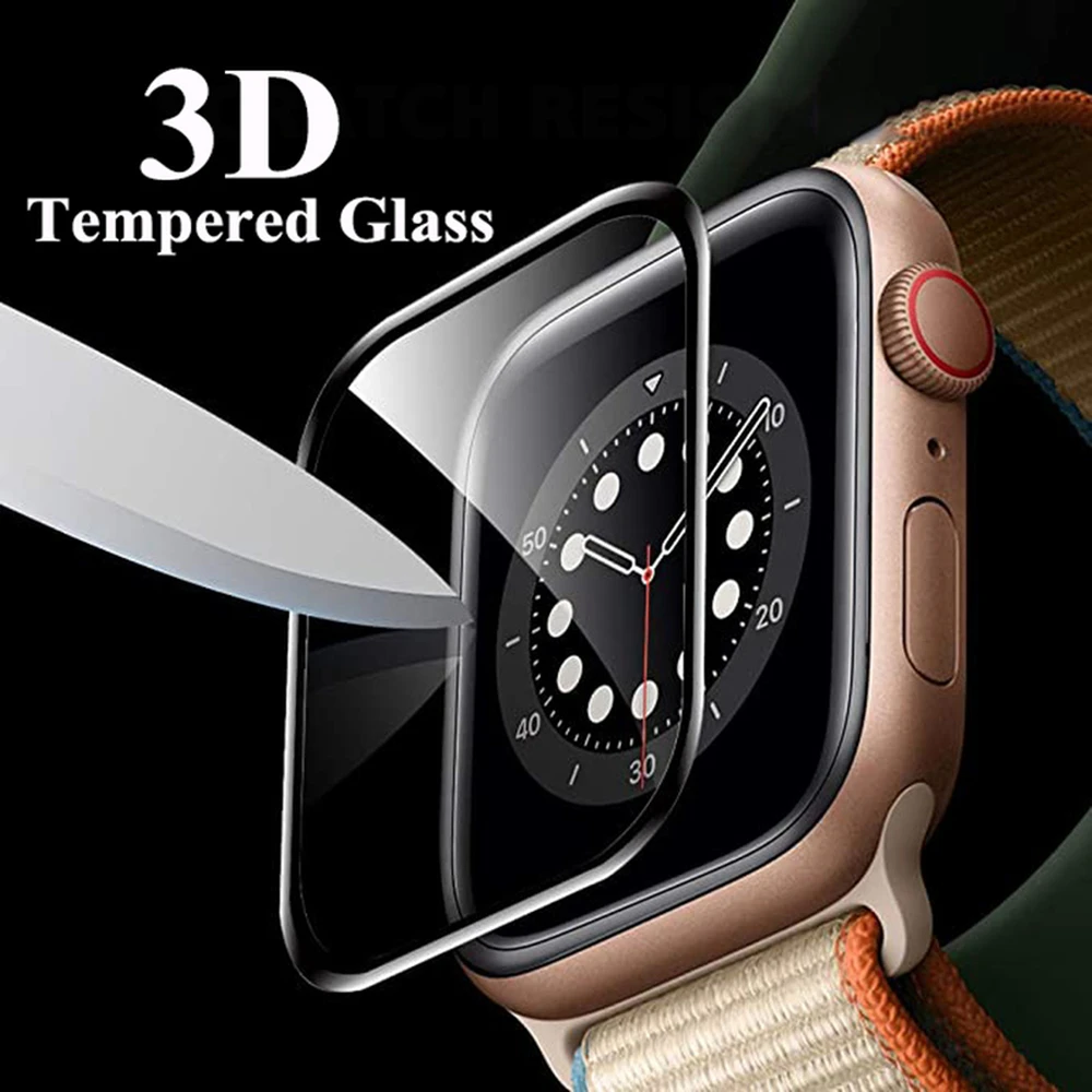 

3D Curved Edge Tempered Glass For Apple Watch Series 3 2 1 42mm 38mm Screen Protector Film For Apple Watch 4 5 6 40mm 44mm SE