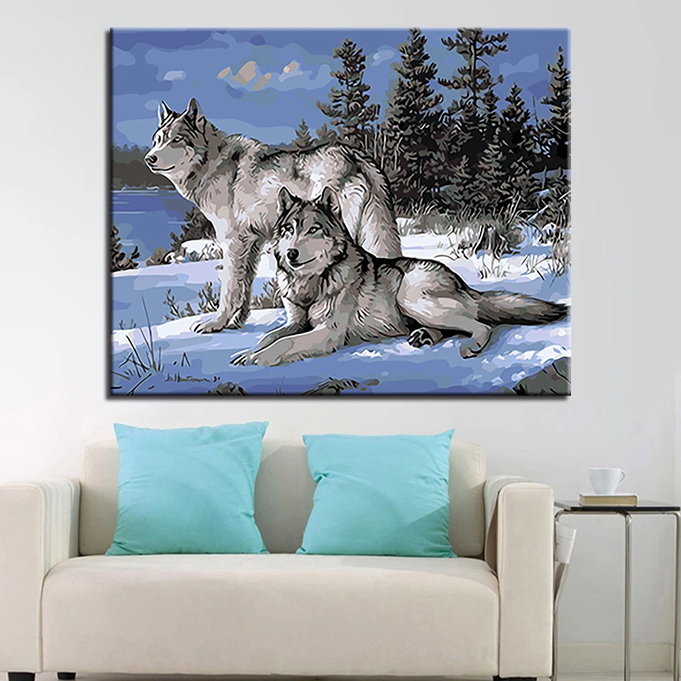 

Snow Wolf DIY Painting By Numbers Kits Calligraphy Painting Acrylic Paint By Number For Home Decoration A work of art