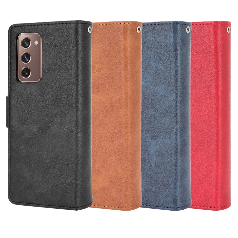 For Samsung Galaxy Z Fold 2 Z Fold2 Magnetic Vintage PU Leather Case Wallet Bag Card Slot Flip Capa Shell Shockproof Phone Cases