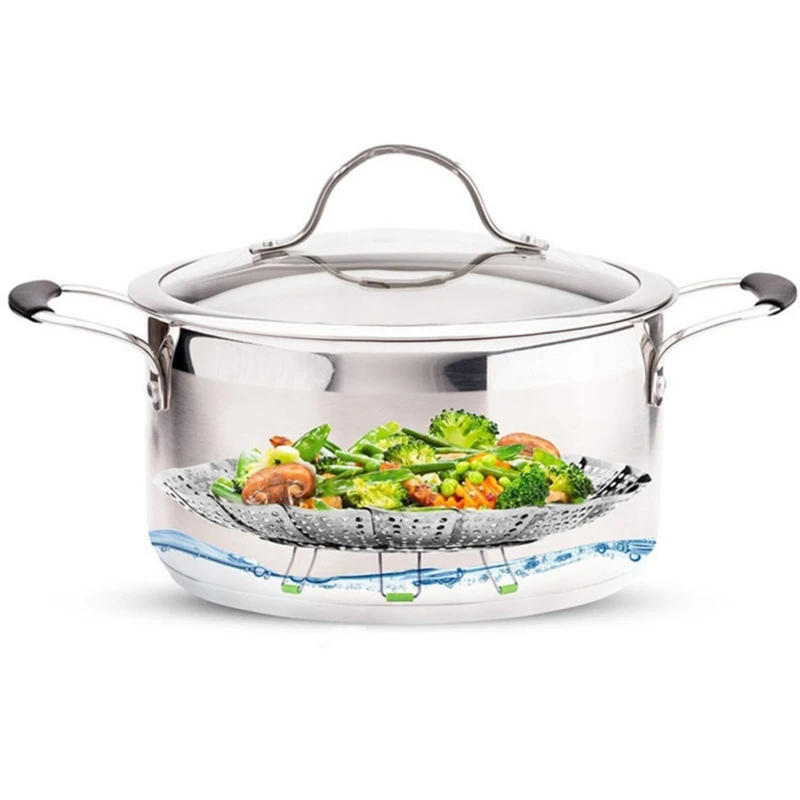 Stainless Steel Folding Steamer Basket Telescopic Steamed Vegetable Portable fruit tray New* | Дом и сад