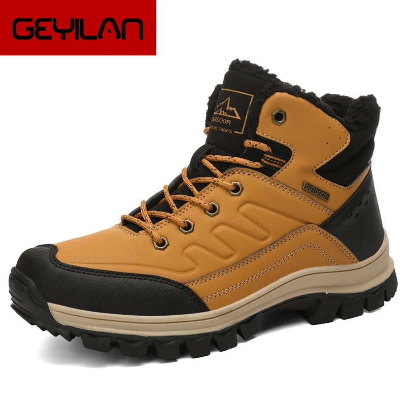 

New Arrival Suede Leather Men Snow Boots Autumn Winter Warm Plush Men boots Ankle Boots casual Martin boots Flat shoes big size