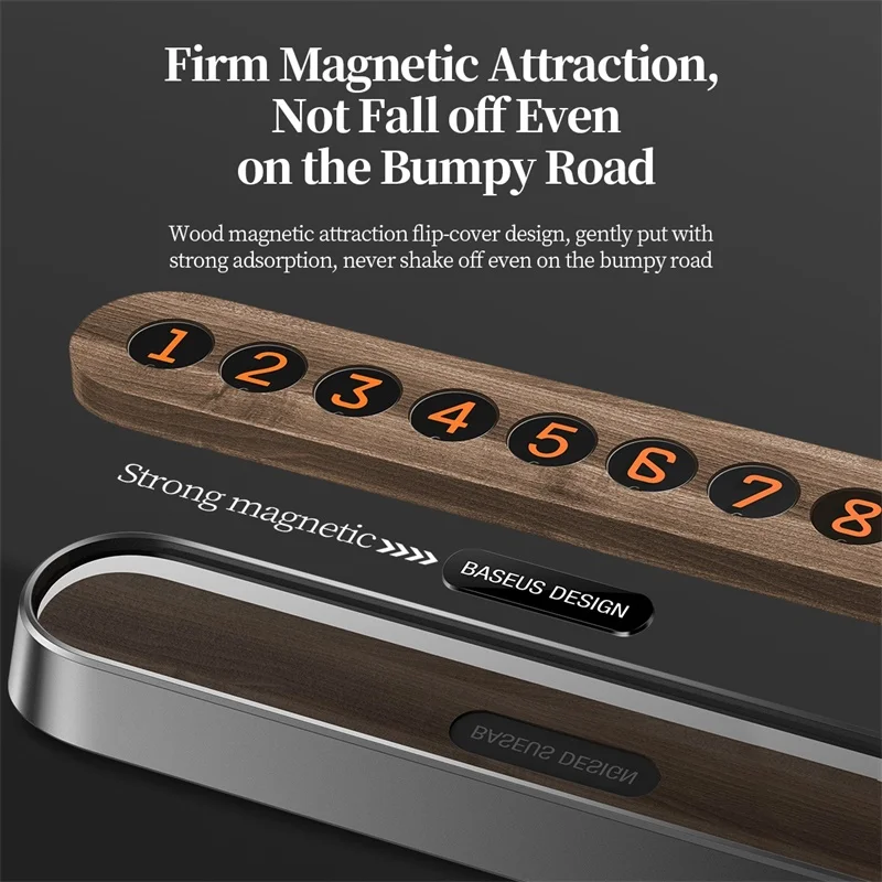 Автомобильная карточка для временной парковки Baseus деревянная с номером телефона