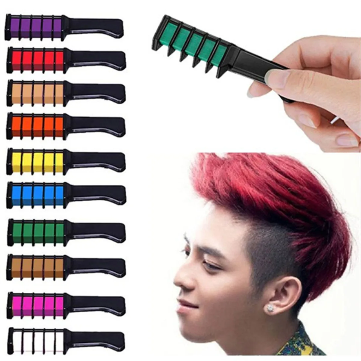 Temporary Hair Chalk Hair Color Comb Dye Salon Kits Party Cosplay  Set|Figurines & Miniatures| - AliExpress