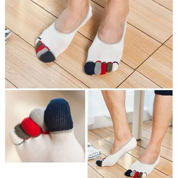 

Men Low Cut Cotton Toe Socks Colorful 5 Finger Mesh Wicking No Show Boat Hosiery