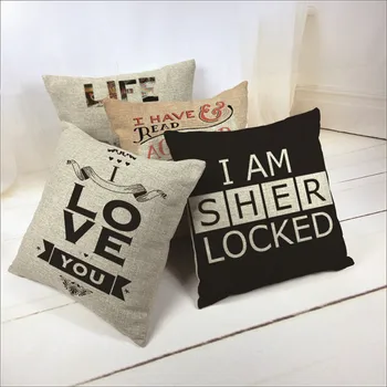 

Decorative Throw Pillows Case Sherlock Cotton Linen Seat Cushion Cover For Sofa Home Decor Almofadas 45X45cm