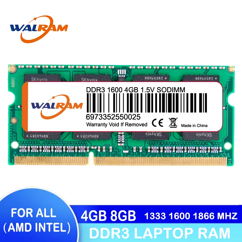 ОЗУ WAL RAM DDR3 4 ГБ 8 для ноутбука 1333 МГц 1600 1866 204pin Intel и AMD | Компьютеры офис