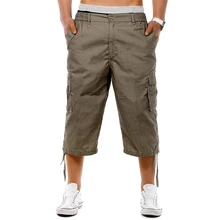 Летние праздничные эластичные упражнения Половина Твердые повседневные подарочные шорты с множеством карманов карго средняя талия мужские брюки свободные