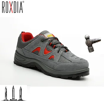 

ROXDIA brand plus size 36-48 men safety shoes with steel toe cap fashion women work boots sneakers casual male shoes RXM204