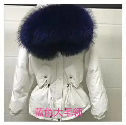 Короткая Шапка; плотная Женская куртка на молнии - Цвет: white blue collar