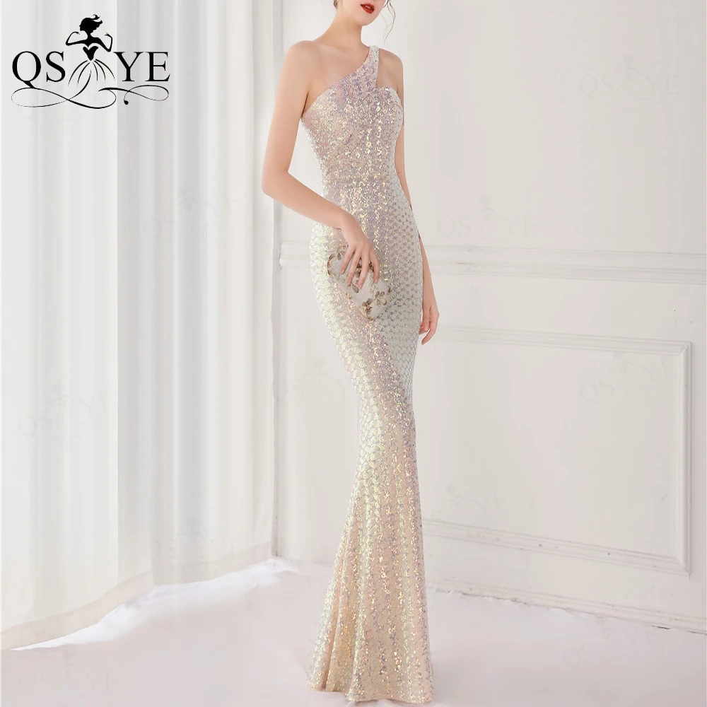 simple prom dresses Glitter Gold Prom Dresses Shiny Sequins Mermaid Evening Gown Sparkle Fit Party Formal Dress Without Split Women New Arrival Gown beautiful prom dresses