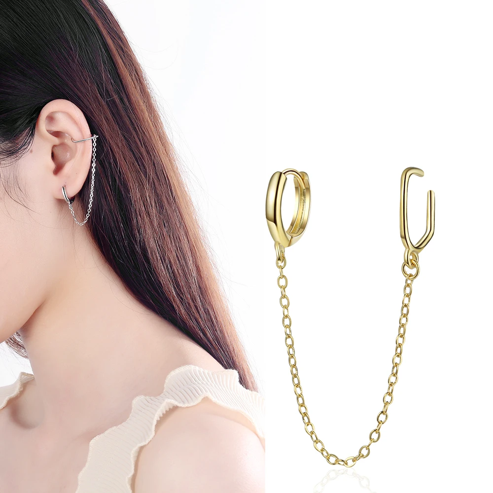 1 Pieces Gold Ear Cuff Clip Chain Tassel On Earrings For Women Korea Silver Color Jewelry New Femme Earcuff Long 9cm | Украшения и