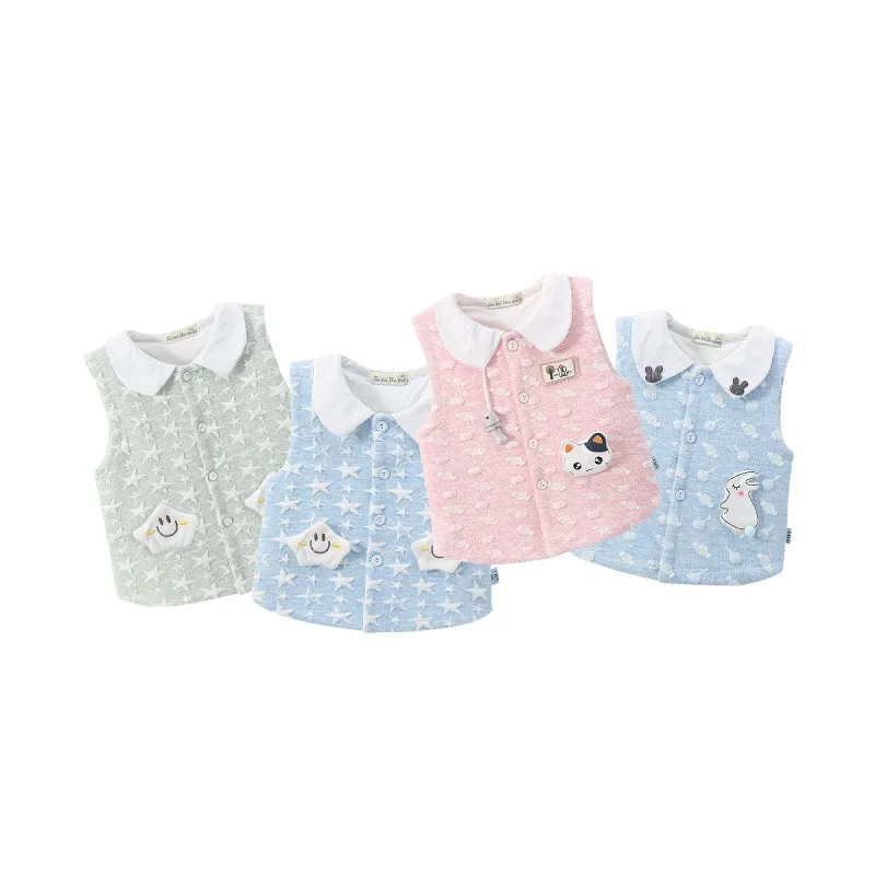 Loving Thin Unisex Baby Vest Children Kids Female Spring Autumn Cotton Soft Comfortable Turndown Collar Outerwear
