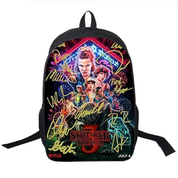 

16 Inch Students Backpacks Stranger Things Printed School Bag Daypack Teenager Laptop Waterproof Schoolbag Travel Bags Bagpack