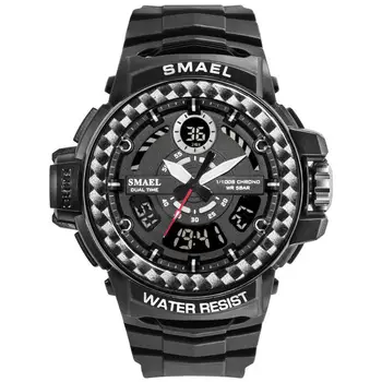 

HobbyLane SMAEL Men Multifunction Waterproof Dual Display Large Dial Outoor Noctilucence Electronic Watch (with Box)