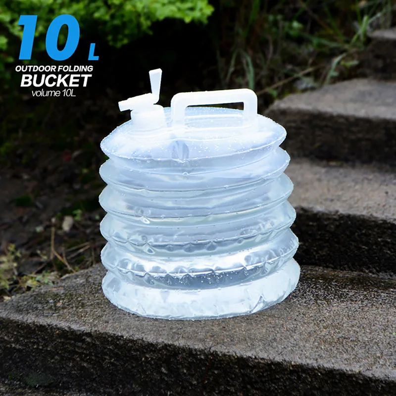 10L Открытый ведро воды складная сумка для хранения воды 5/10/15L Складной PE Пластик Еда Класс бутылка для воды контейнер выживания - Цвет: 10L