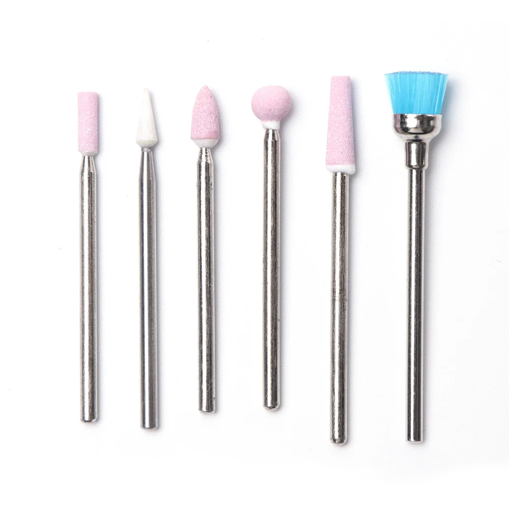 

6pcs Ceramic Milling Cutter for Machine Manicure Remove Gel Polish Corundum Nail File Drill Bits Set Accessories LAMIX6-MS6-1