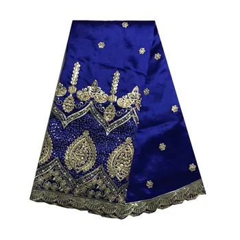 

New Arrival Blue Nigerian George Lace Fabric African Cotton Sequince Fabric Purple 5 Yards Beaded Clothes DIY Sewing KRL-91881
