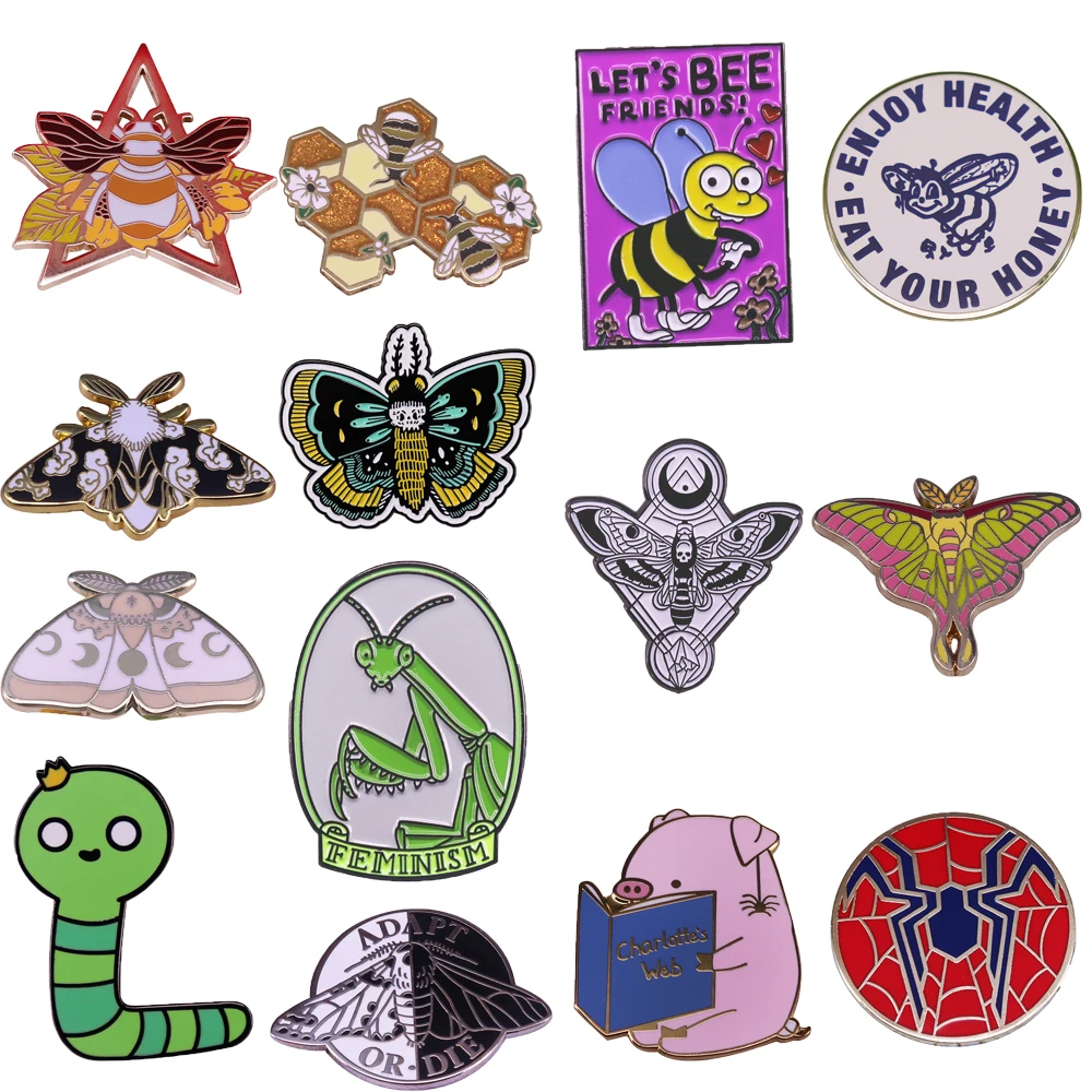 Kawaii Cartoon Adventures Time Crown Bee Worm Hard Enamel Pin Cute Insect King Enthusiast Brooch Funny Medals Badge Jewelry Gift | Украшения