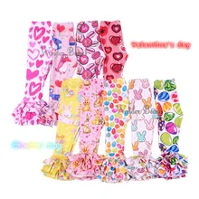 Праздничные детские леггинсы для девочек; штаны с оборками для маленьких девочек; леггинсы на День Святого Валентина; пасхальные леггинсы; брюки-колокольчики для маленьких девочек; детская одежда