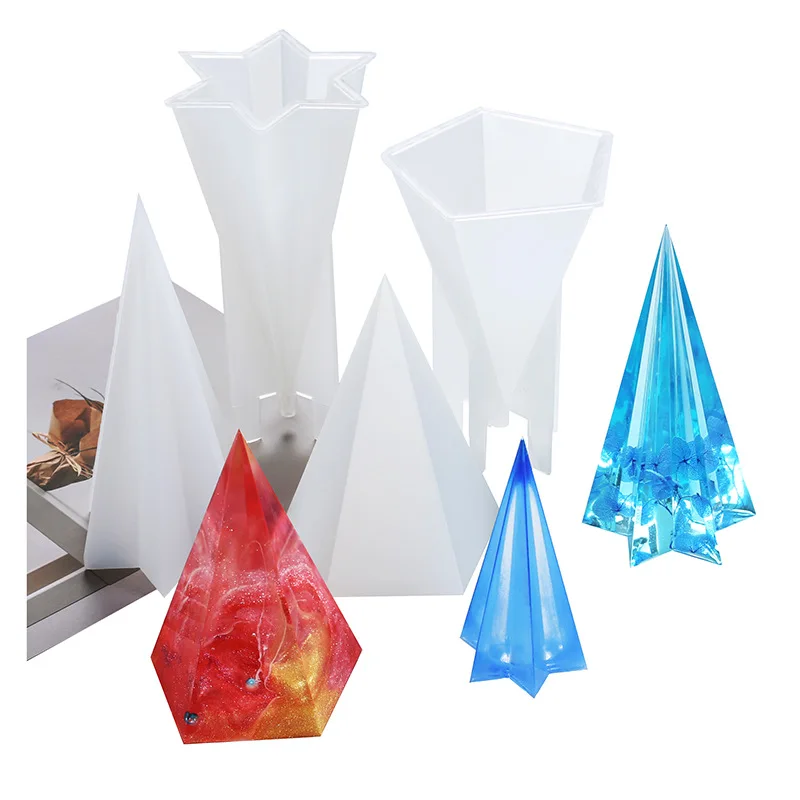 

DIY Hexagonal cone Silicone Mold Pentagonal cone Mold flexible Transparent Clear Molds for Casting with Resin Candle