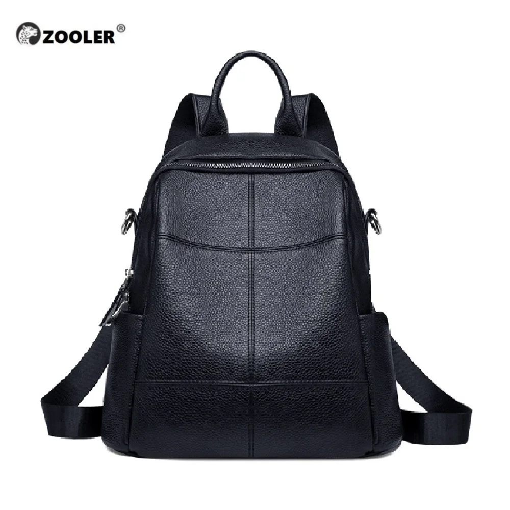 ZOOLER натуральная коровья кожа черная белая мягкая сумка женский дизайнерский рюкзак для девушек качественная воловья школьная сумка Mochila