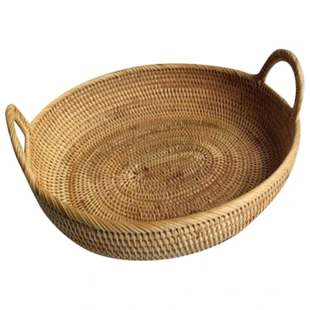 

Vietnam Rattan Fruit Basket Hand Woven Bread Basket Breakfast Basket Tea Tray Storage Basket Snack Fruit Home Storage