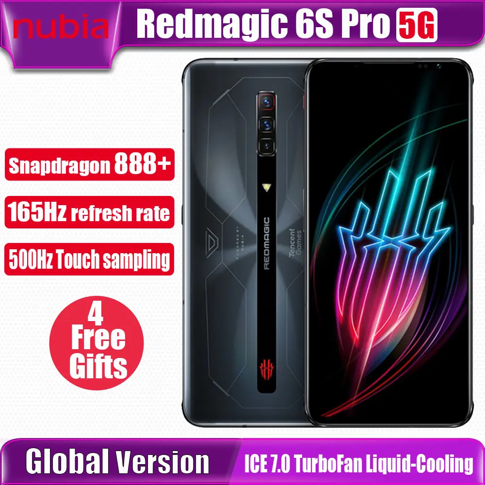 Смартфон глобальная версия Nubia Red Magic 6S Pro 6 8 дюйма 165 Гц Snapdragon 888 + WIFI 6E ICE 7 0 Turbofan |