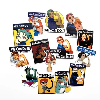 

12sets Feminist 14pcs/set we can do it women pvc paster decal scrapbooking diy sticker decoration laptop waterproof accessories