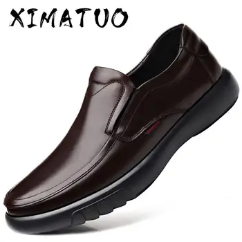 

2019Men's Genuine Leather Shoes 38-47 Head Leather Soft Anti-slip Rubber Loafers Shoes Man Casual Real Leather Shoes