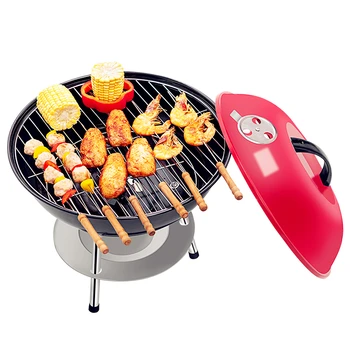 

Barbecue Oven Household Charcoal Oven Outdoor Portable Mini Barbecue Rack Small Round Oven with Lid Baking Oven
