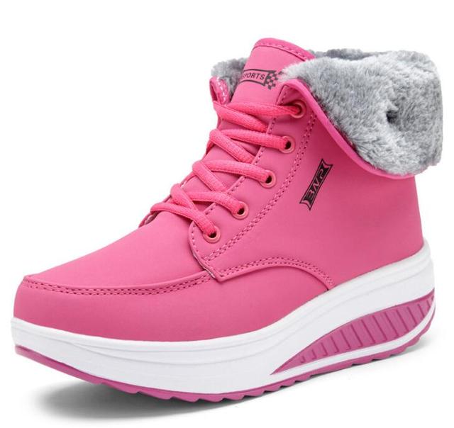 winter ankle boots 2022 lace-up fur plush plaform boots women solid wedges women shoes female fashion snow boots new botas