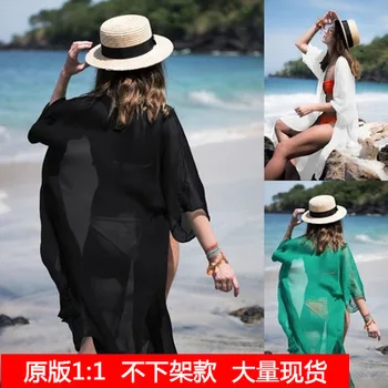

Bikinis Female 2019 Beach Dresses Pareo Women Cover Ups Swimwear Robe Coverup Swimsuit Shawl Chiffon Solid Linen Saida Praia