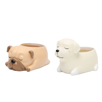 

Set of 2 Animals Shape Flower Planter Mini Pot Indoor Outdoor Decor Crafts