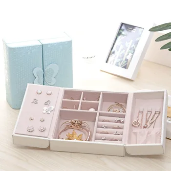 

Jewelry Box Case Cosmetics Beauty Case Necklace Storage Organizer Portable Travel Earrings Ornaments Storage Case Birthday Gift